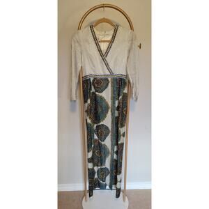 VTG 60s 70s A L'Aiglon Lame Metallic GoGo MOD Empire Waist Paisley Dress Sz 6